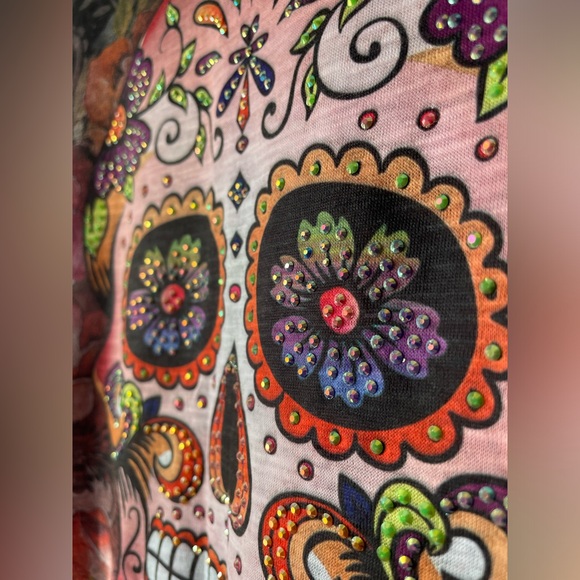 Embellished sugar skull Las Vegas shirt XL - Picture 3 of 7